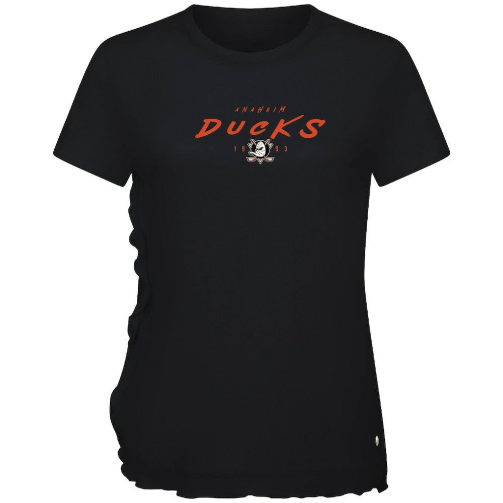 NHL Black Anaheim Ducks Levelwear Women's Airflow Scratched T-Shirt
