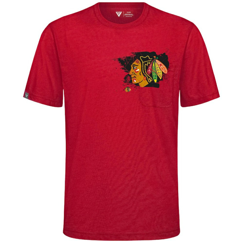NHL Red Chicago Blackhawks Levelwear Focal Blasted T-Shirt