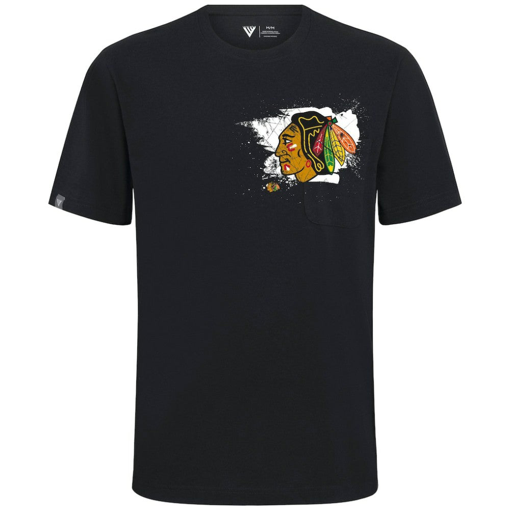 NHL Black Chicago Blackhawks Levelwear Focal Blasted T-Shirt