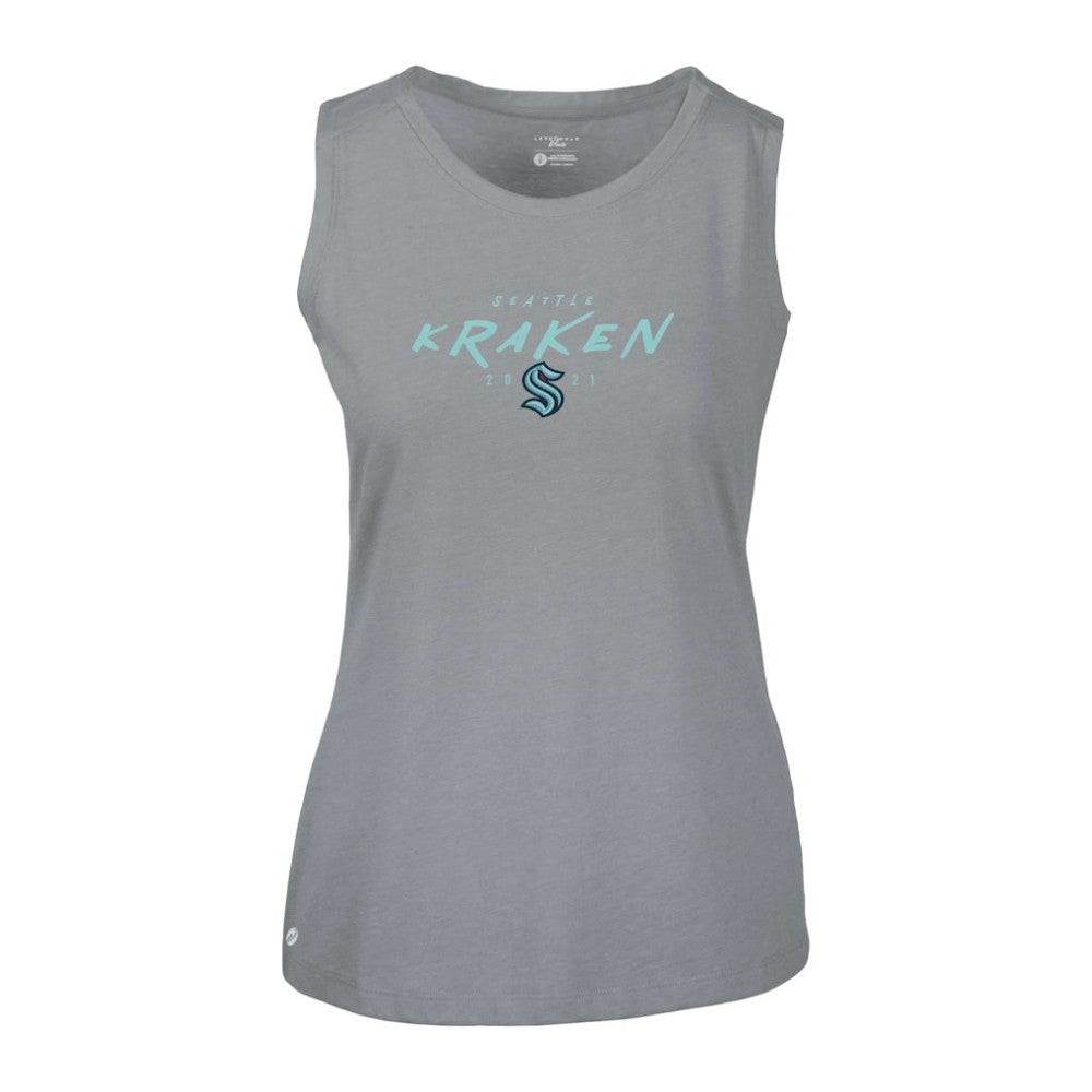 NHL Gray Seattle Kraken Levelwear Women's Macy Scratched Tank Top
