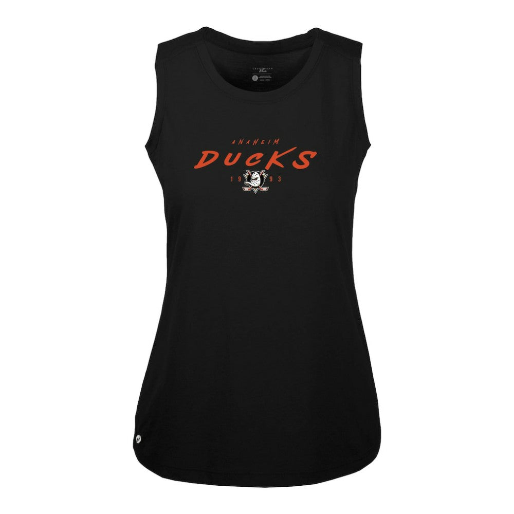 NHL Black Anaheim Ducks Levelwear Women's Macy Scratched Tank Top