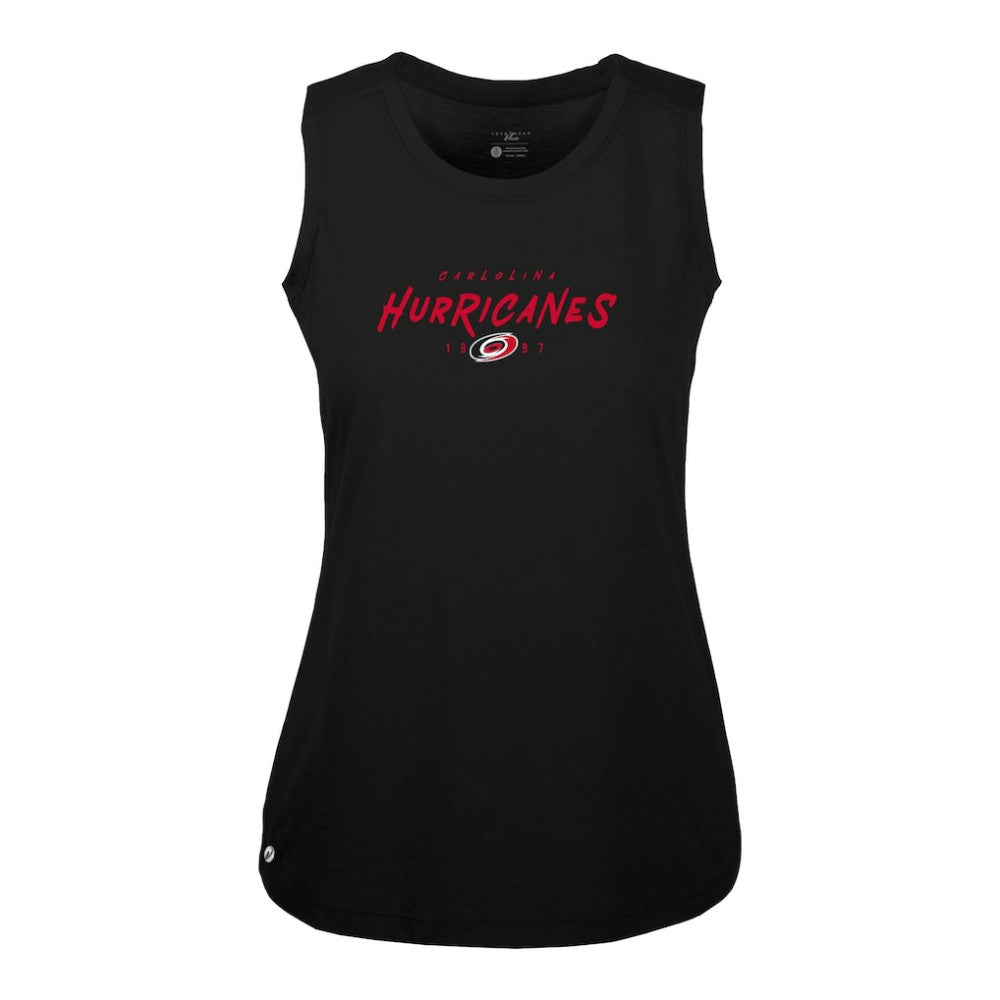 NHL Black Carolina Hurricanes Levelwear Women's Macy Scratched Tank Top
