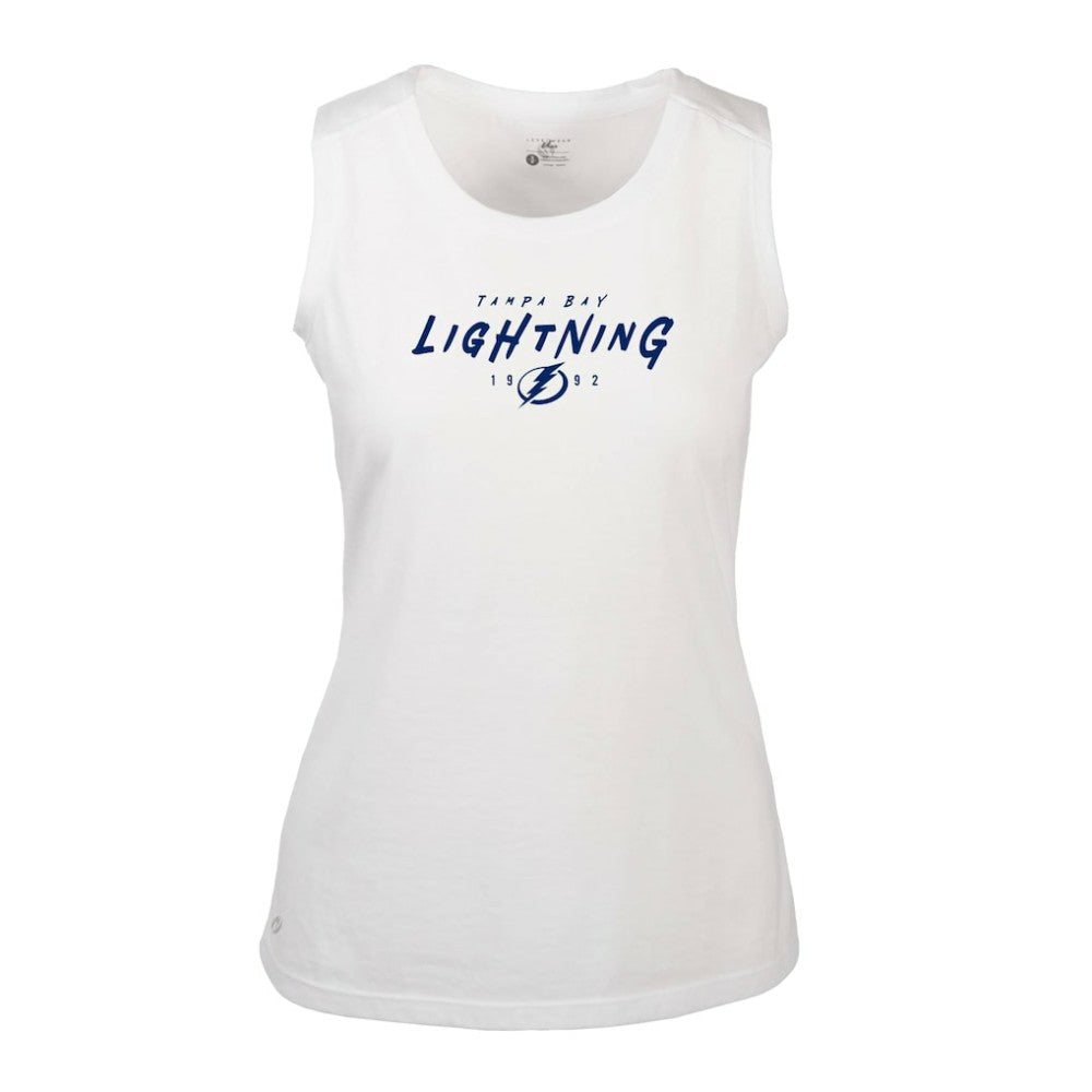 NHL White Tampa Bay Lightning Levelwear Women's Macy Scratched Tank Top