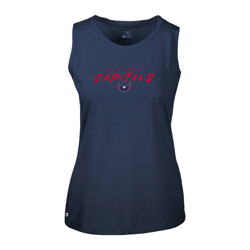 NHL Navy Washington Capitals Levelwear Women's Macy Scratched Tank Top