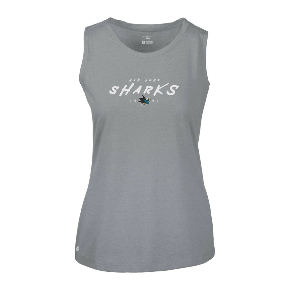 NHL Gray San Jose Sharks Levelwear Women's Macy Scratched Tank Top