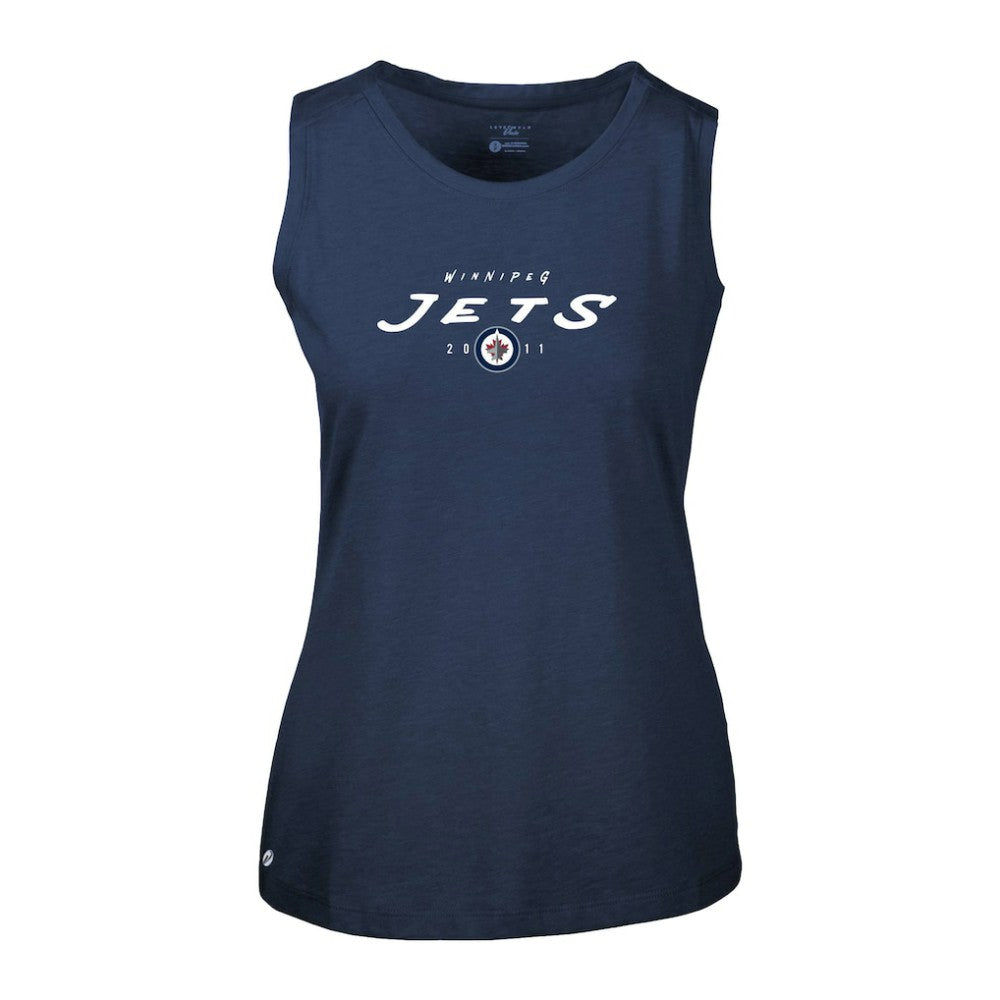 NHL Navy Winnipeg Jets Levelwear Women's Macy Scratched Tank Top