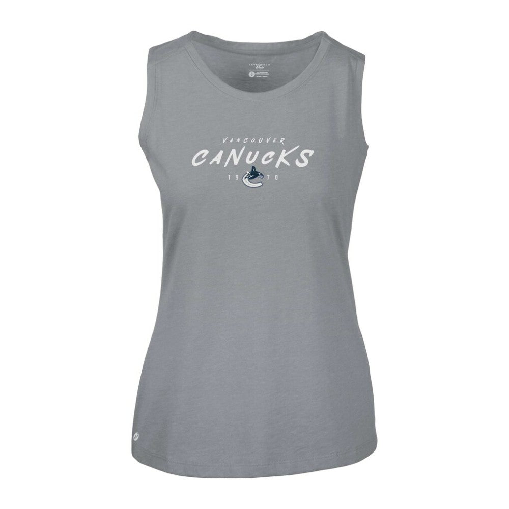 NHL Gray Vancouver Canucks Levelwear Women's Macy Scratched Tank Top