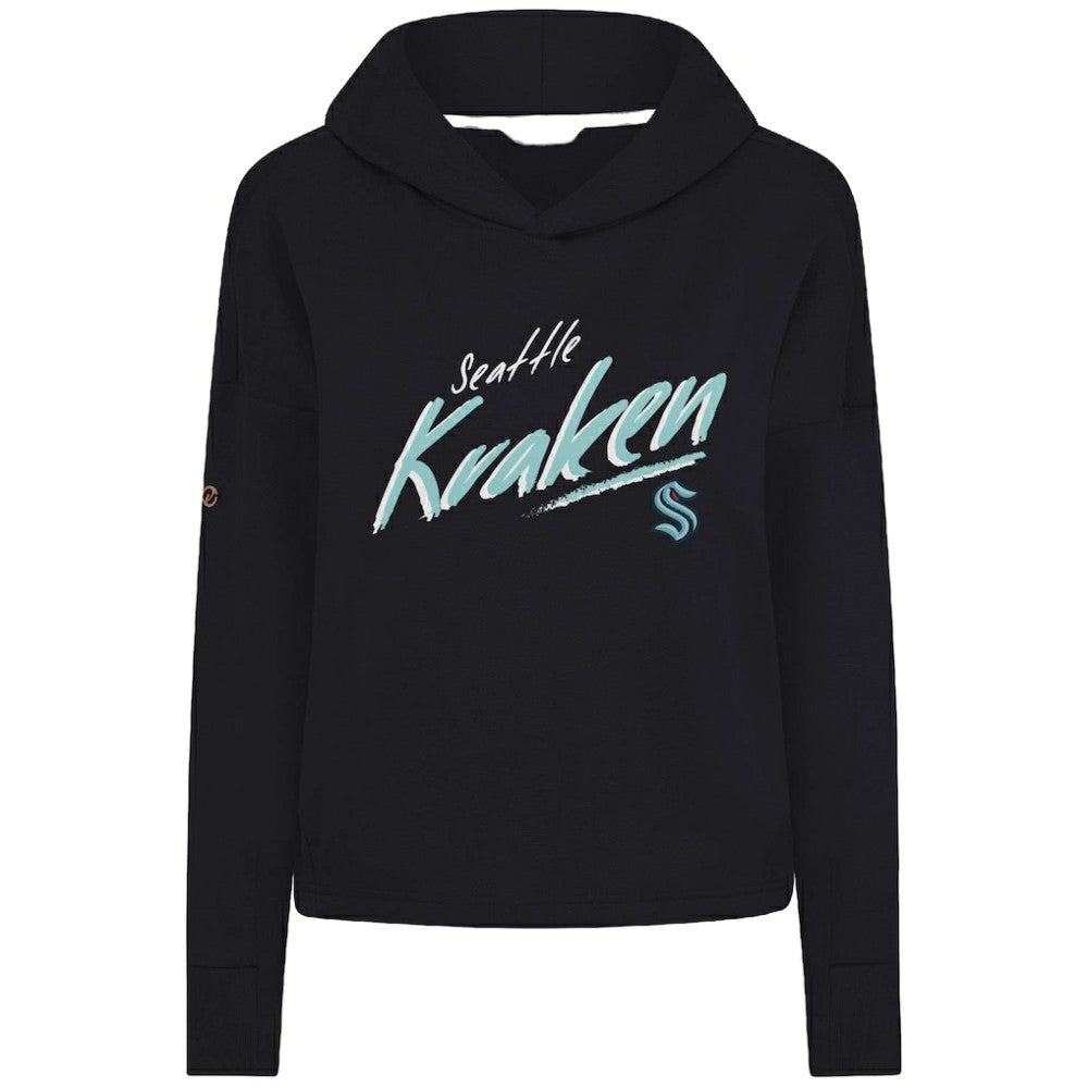 NHL Black Seattle Kraken Levelwear Women's Sweet Sizzle Tri-Blend Cropped Pullover Hoodie