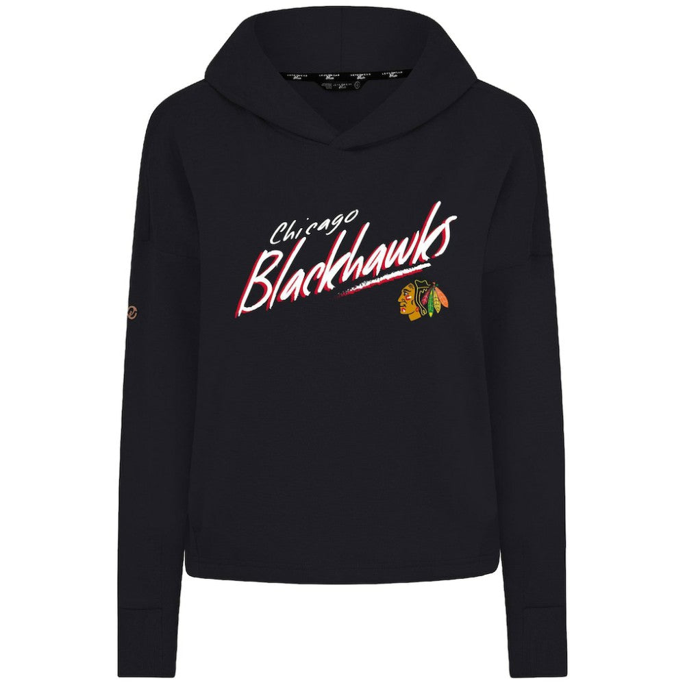 NHL Black Chicago Blackhawks Levelwear Women's Sweet Sizzle Tri-Blend Cropped Pullover Hoodie
