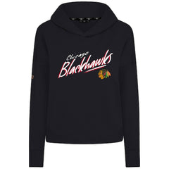 NHL Black Chicago Blackhawks Levelwear Women's Sweet Sizzle Tri-Blend Cropped Pullover Hoodie