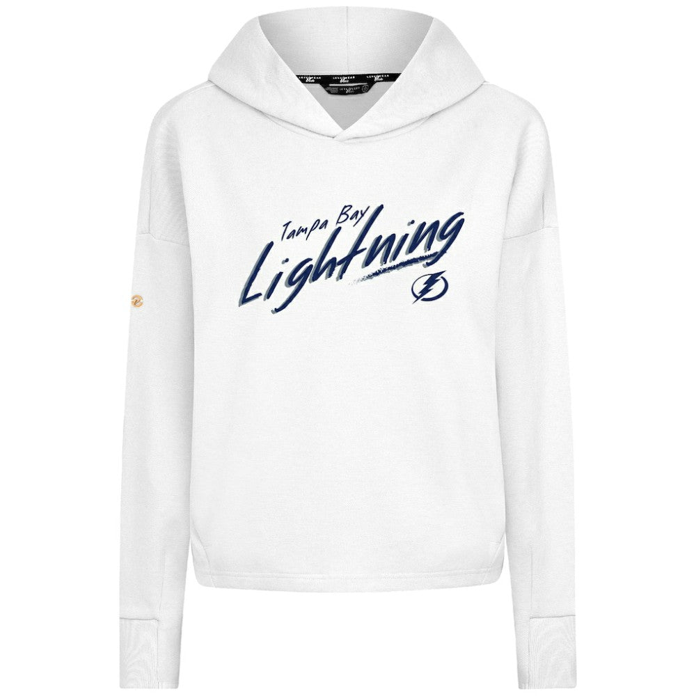NHL White Tampa Bay Lightning Levelwear Women's Sweet Sizzle Tri-Blend Cropped Pullover Hoodie