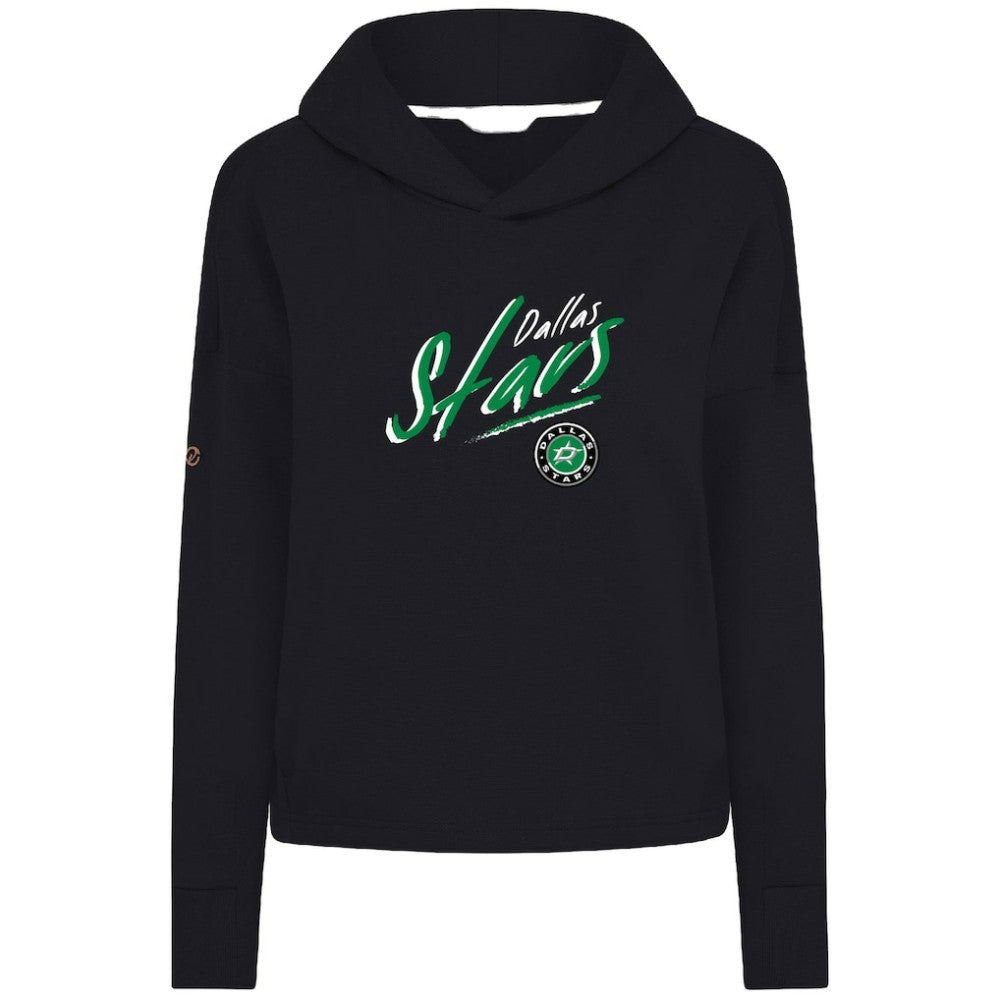 NHL Black Dallas Stars Levelwear Women's Sweet Sizzle Tri-Blend Cropped Pullover Hoodie