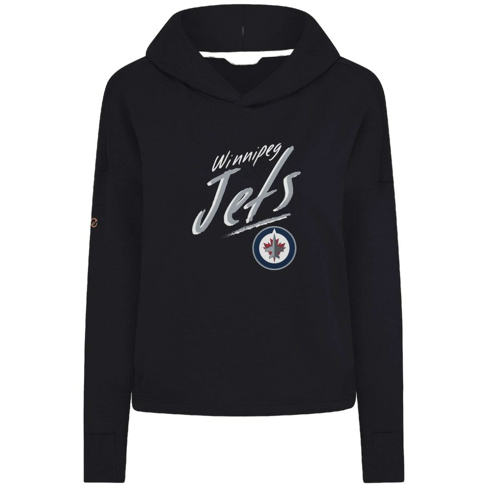 NHL Black Winnipeg Jets Levelwear Women's Sweet Sizzle Tri-Blend Cropped Pullover Hoodie