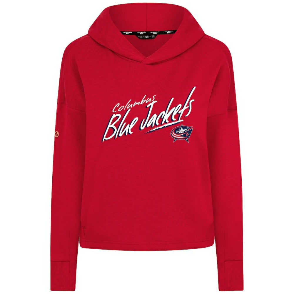 NHL Red Columbus Blue Jackets Levelwear Women's Sweet Sizzle Tri-Blend Cropped Pullover Hoodie