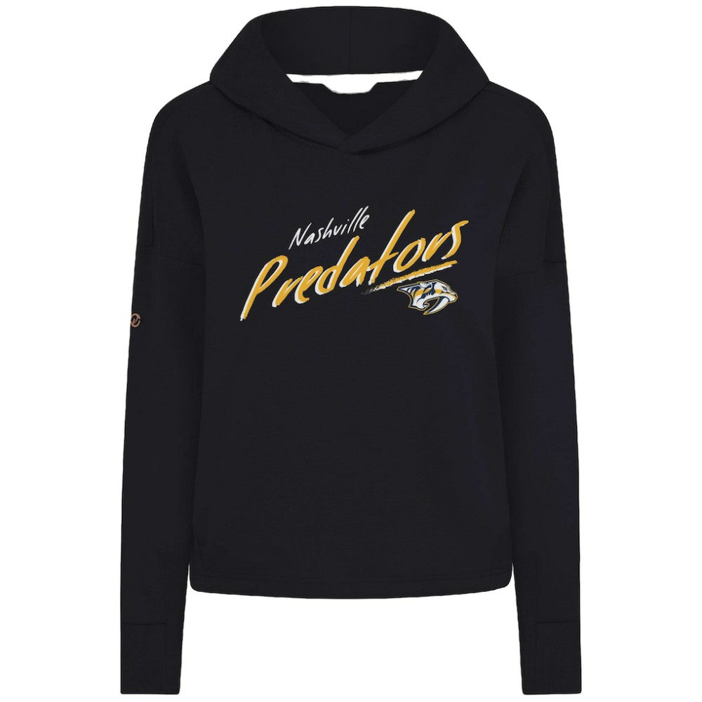 NHL Black Nashville Predators Levelwear Women's Sweet Sizzle Tri-Blend Cropped Pullover Hoodie