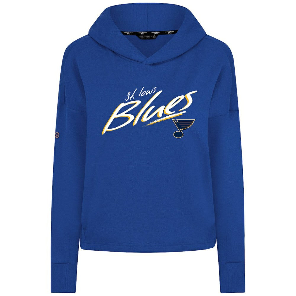 NHL Royal St. Louis Blues Levelwear Women's Sweet Sizzle Tri-Blend Cropped Pullover Hoodie