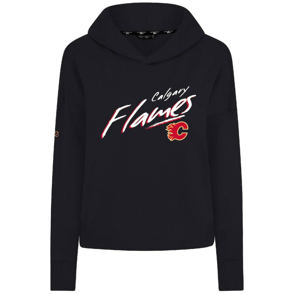 NHL Black Calgary Flames Levelwear Women's Sweet Sizzle Tri-Blend Cropped Pullover Hoodie