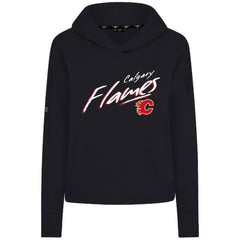 NHL Black Calgary Flames Levelwear Women's Sweet Sizzle Tri-Blend Cropped Pullover Hoodie