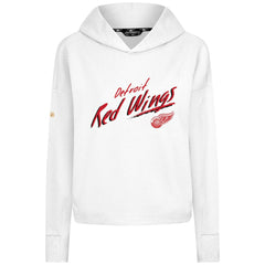 NHL White Detroit Red Wings Levelwear Women's Sweet Sizzle Tri-Blend Cropped Pullover Hoodie