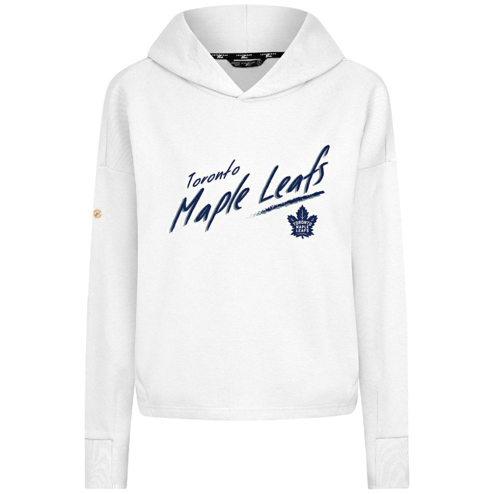 NHL White Toronto Maple Leafs Levelwear Women's Sweet Sizzle Tri-Blend Cropped Pullover Hoodie
