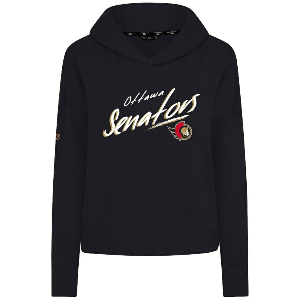 NHL Black Ottawa Senators Levelwear Women's Sweet Sizzle Tri-Blend Cropped Pullover Hoodie