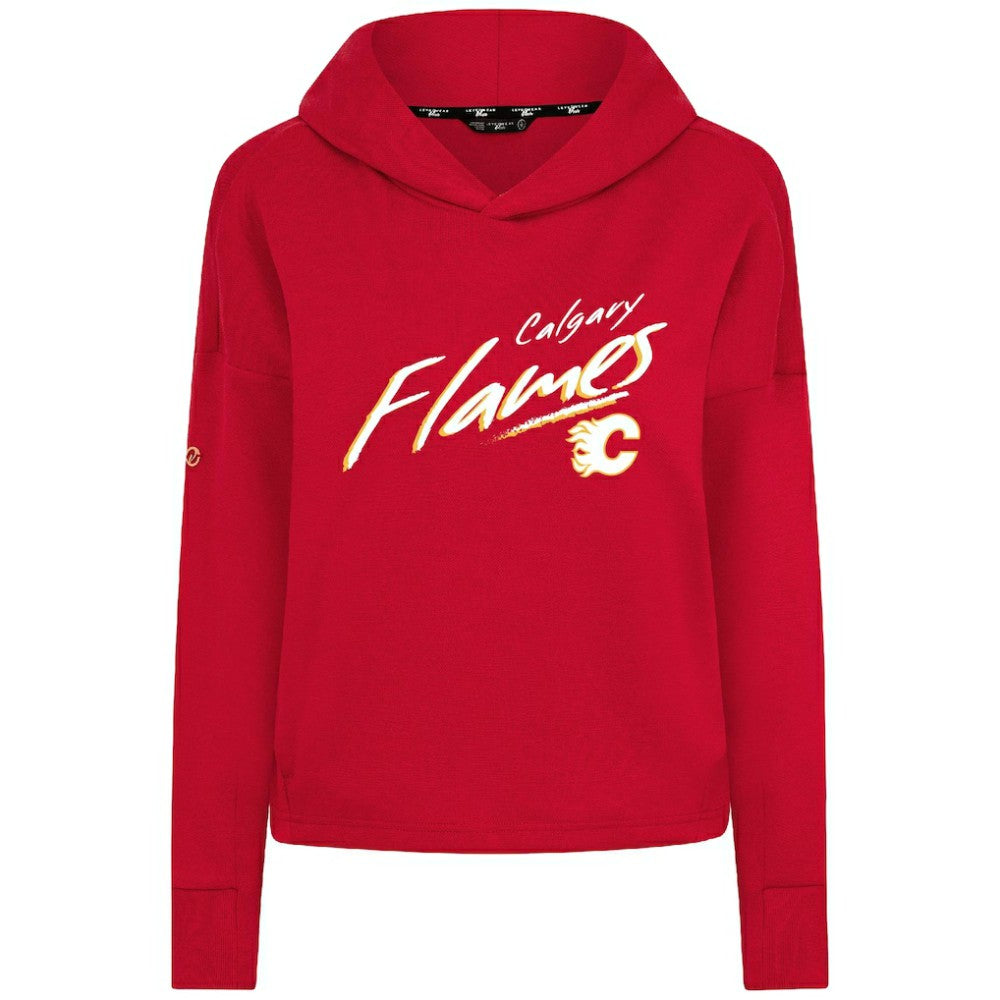 NHL Red Calgary Flames Levelwear Women's Sweet Sizzle Tri-Blend Cropped Pullover Hoodie