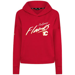 NHL Red Calgary Flames Levelwear Women's Sweet Sizzle Tri-Blend Cropped Pullover Hoodie