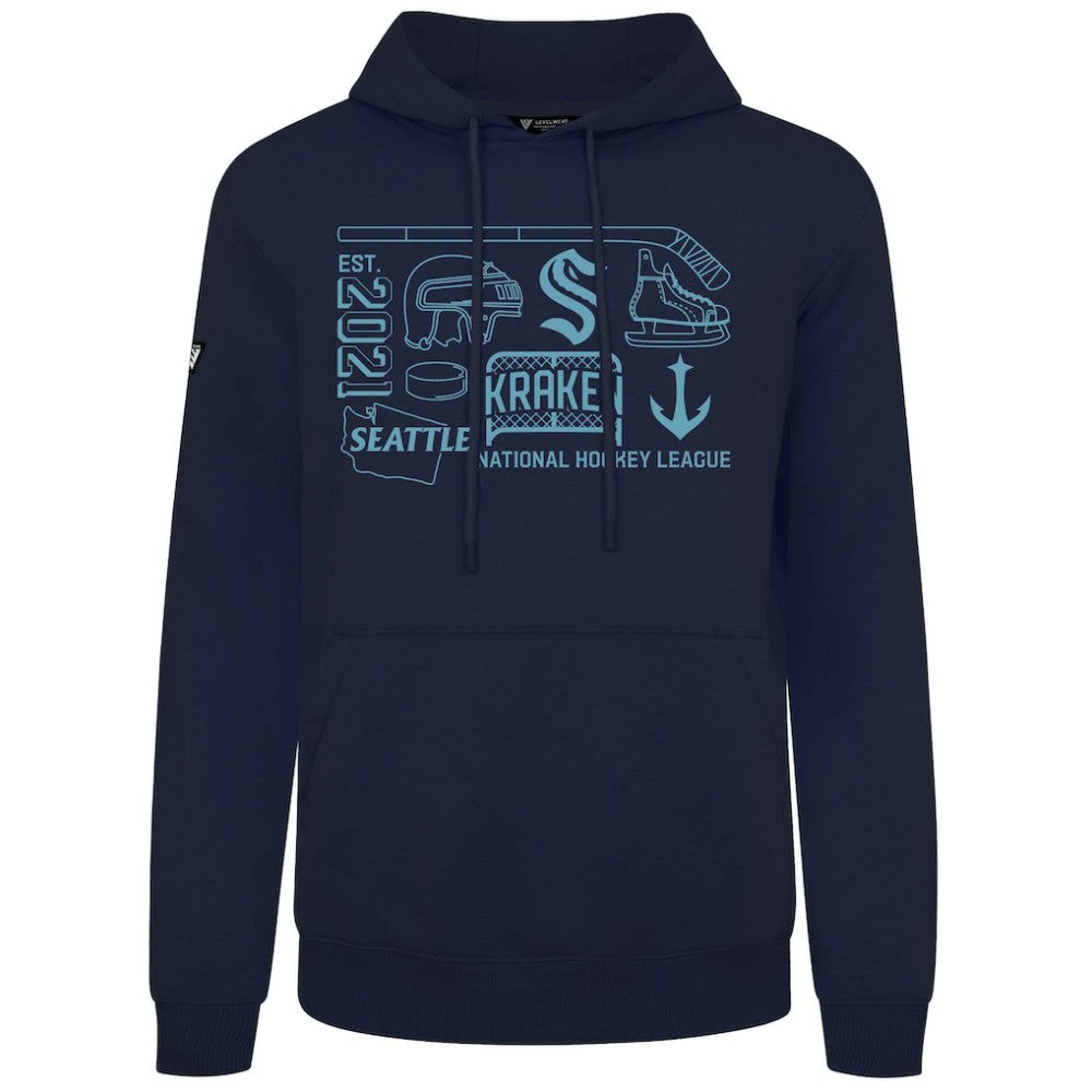 NHL Deep Sea Blue Seattle Kraken Levelwear Podium Campaign Pullover Hoodie