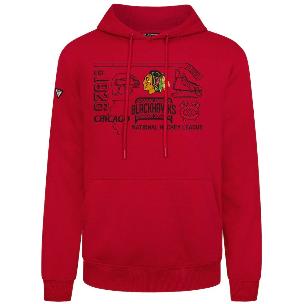 NHL Red Chicago Blackhawks Levelwear Podium Campaign Pullover Hoodie