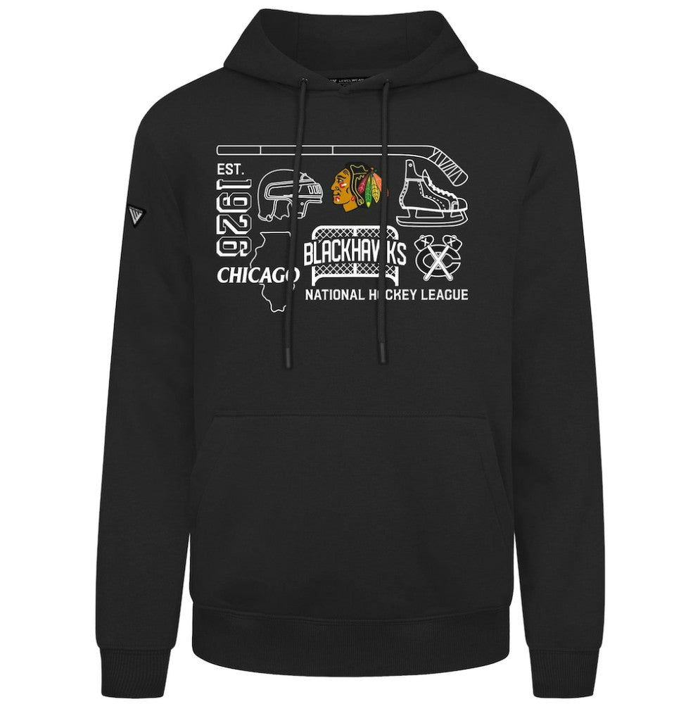 NHL Black Chicago Blackhawks Levelwear Podium Campaign Pullover Hoodie