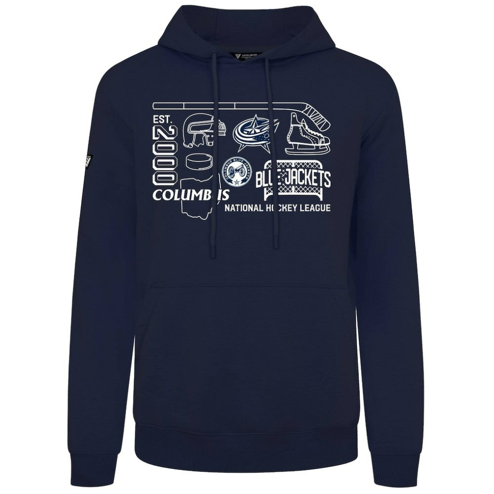 NHL Navy Columbus Blue Jackets Levelwear Podium Campaign Pullover Hoodie