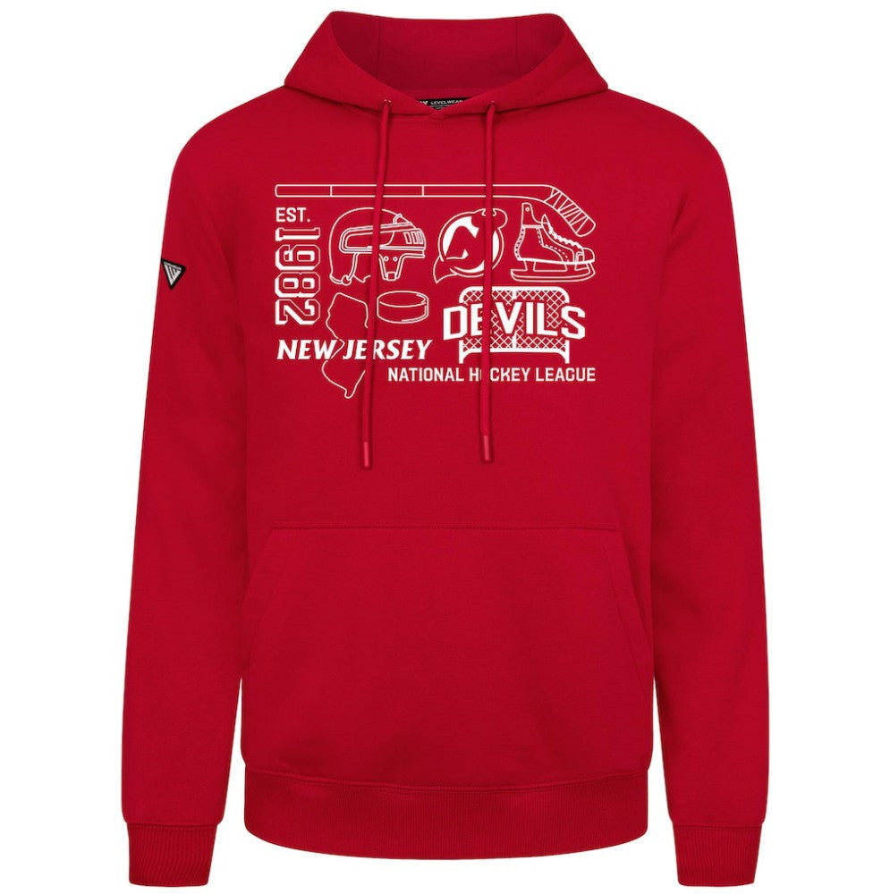 NHL Red New Jersey Devils Levelwear Podium Campaign Pullover Hoodie