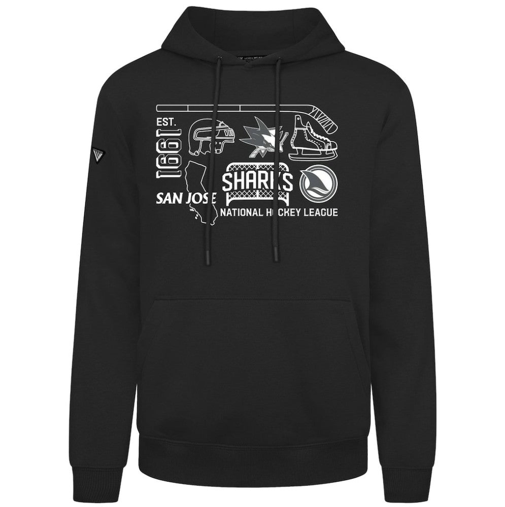 NHL Black San Jose Sharks Levelwear Podium Campaign Pullover Hoodie