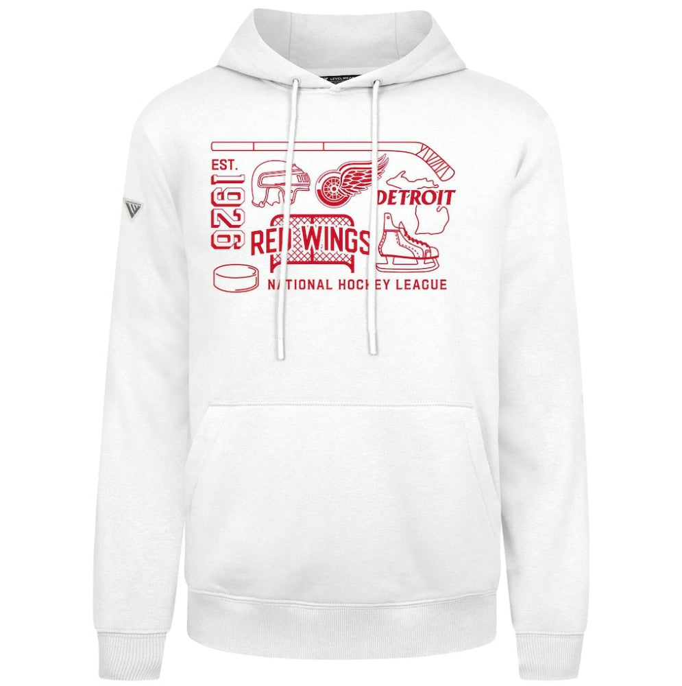 NHL White Detroit Red Wings Levelwear Podium Campaign Pullover Hoodie