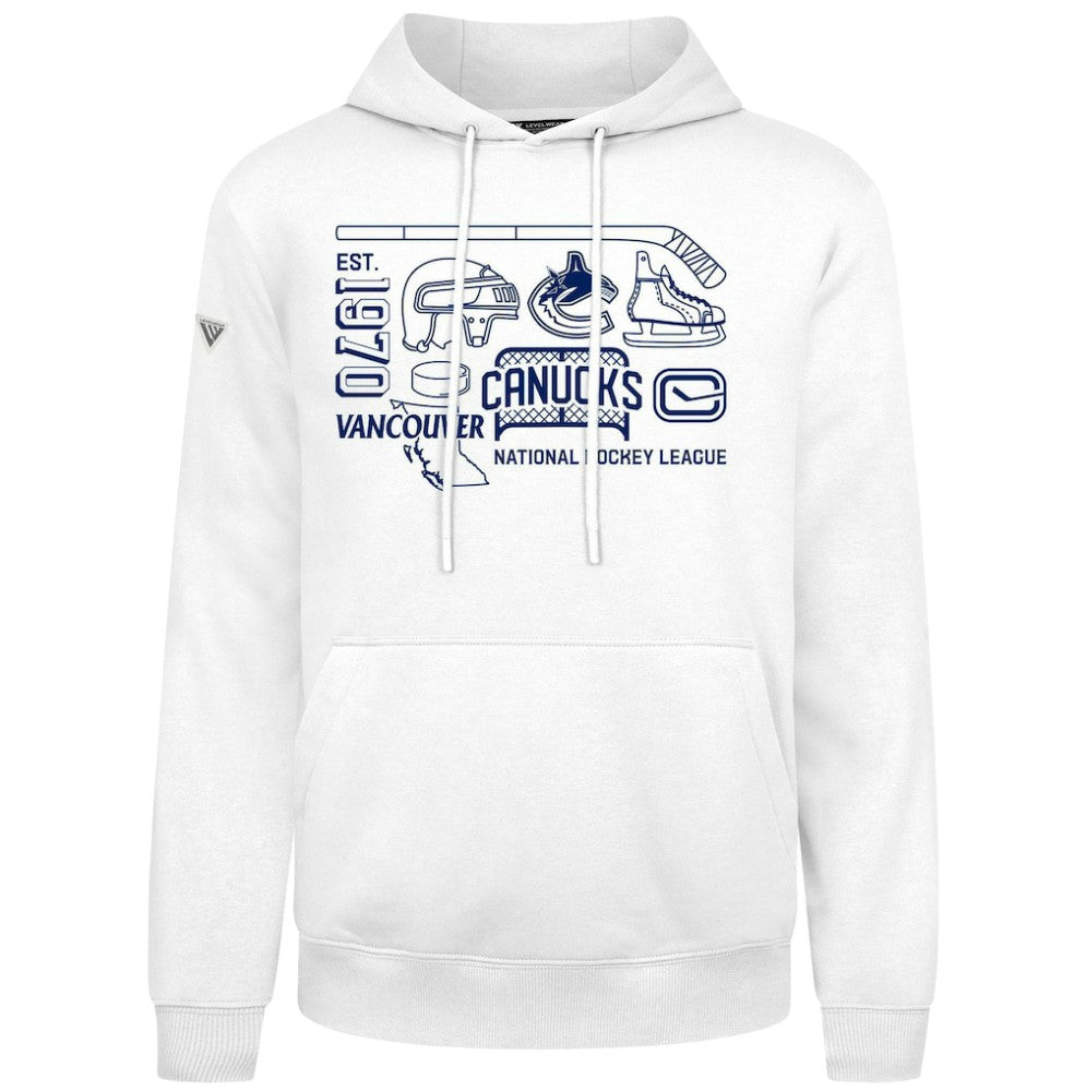 NHL White Vancouver Canucks Levelwear Podium Campaign Pullover Hoodie