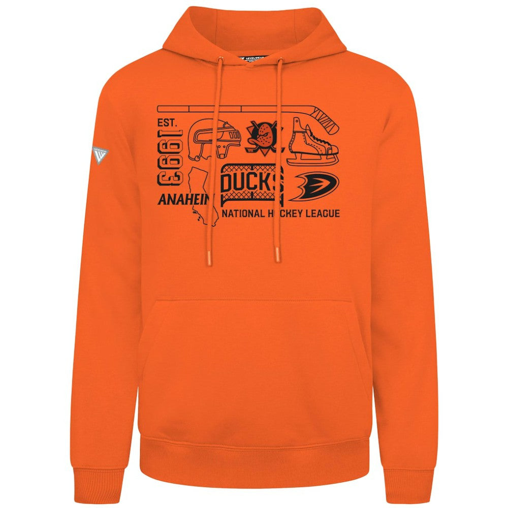 NHL Orange Anaheim Ducks Levelwear Podium Campaign Pullover Hoodie