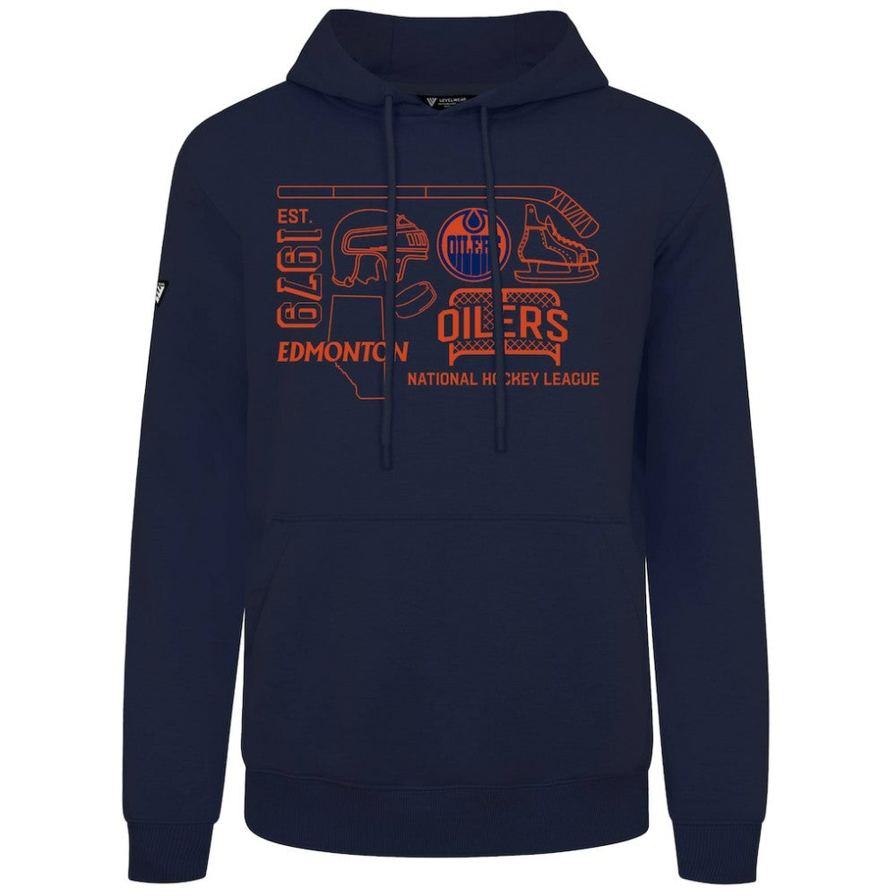NHL Navy Edmonton Oilers Levelwear Podium Campaign Pullover Hoodie