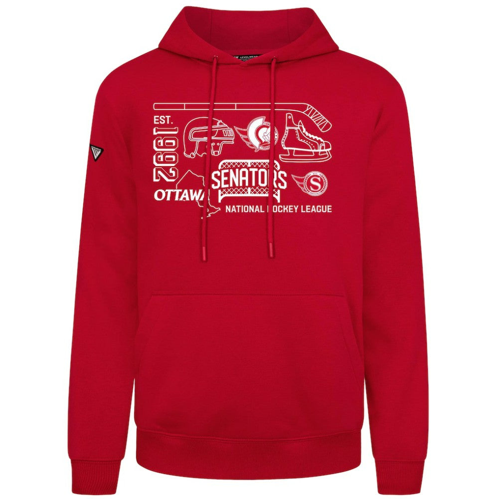 NHL Red Ottawa Senators Levelwear Podium Campaign Pullover Hoodie