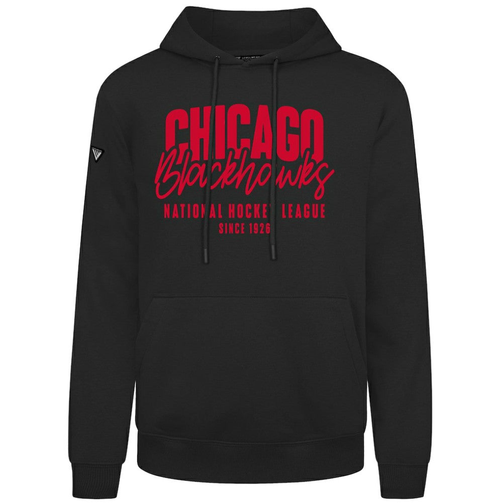NHL Black Chicago Blackhawks Levelwear Podium Response Pullover Hoodie