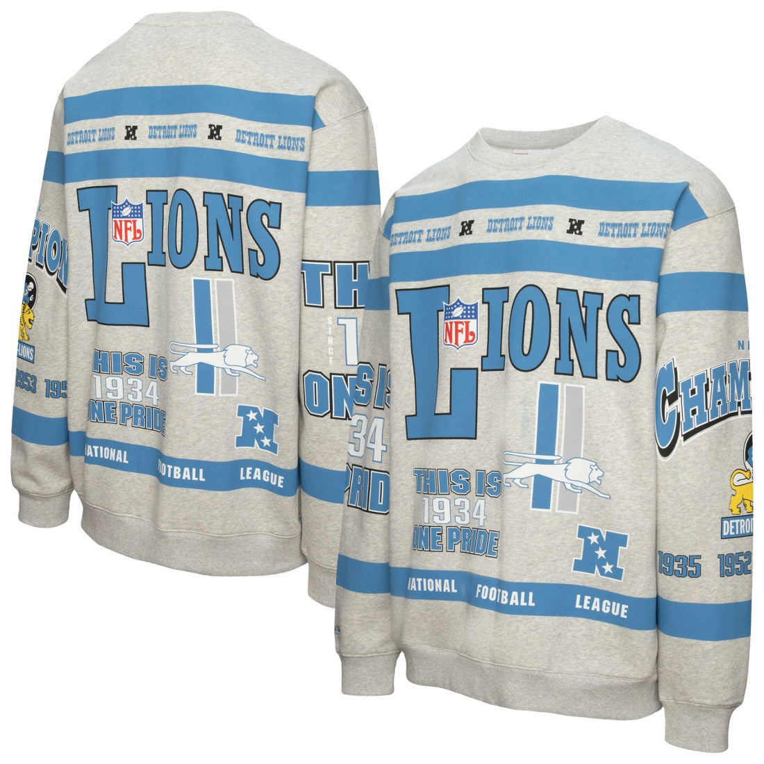 All Over Print Vintage Fleece Crewneck Sweatshirt - Detroit Lions