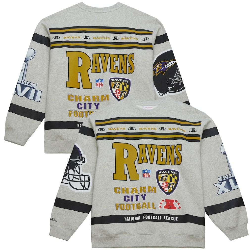 All Over Print Vintage Fleece Crewneck Sweatshirt - Baltimore Ravens