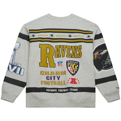 All Over Print Vintage Fleece Crewneck Sweatshirt - Baltimore Ravens