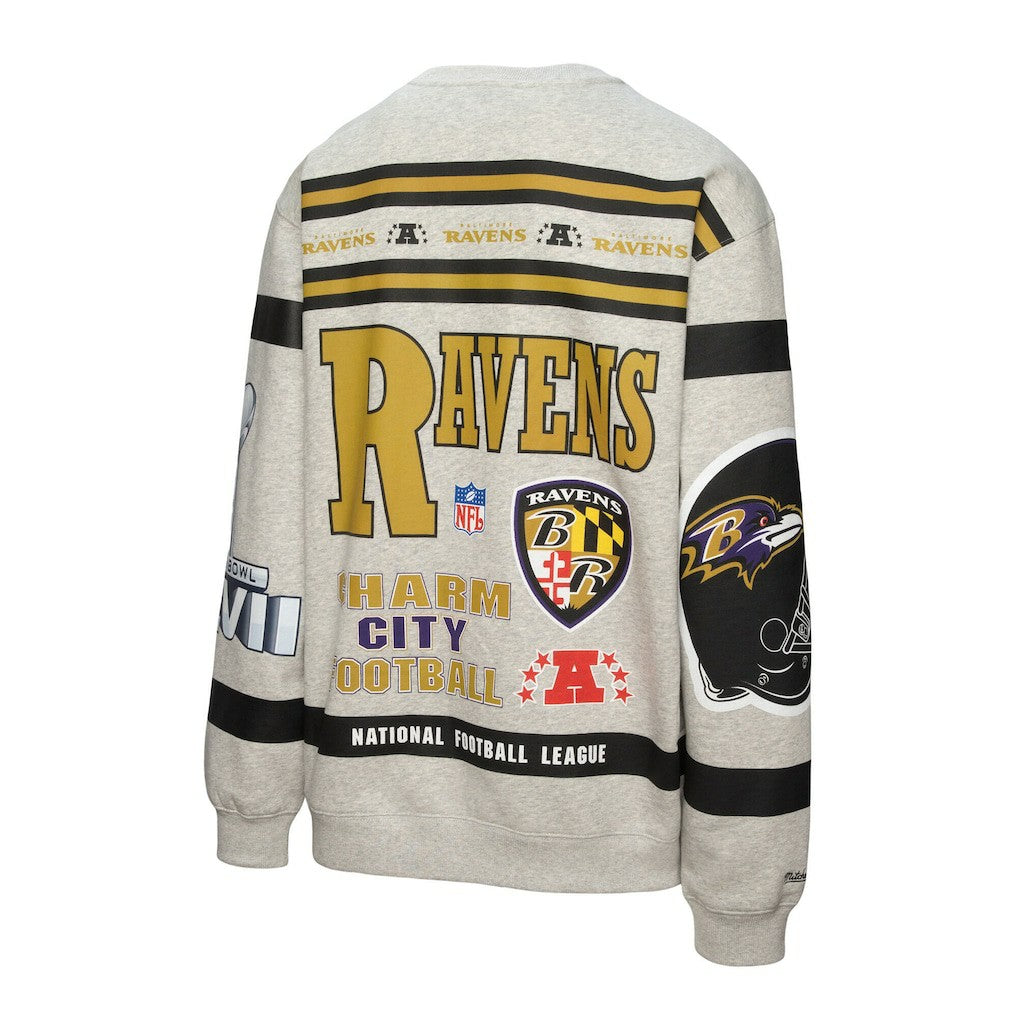 All Over Print Vintage Fleece Crewneck Sweatshirt - Baltimore Ravens