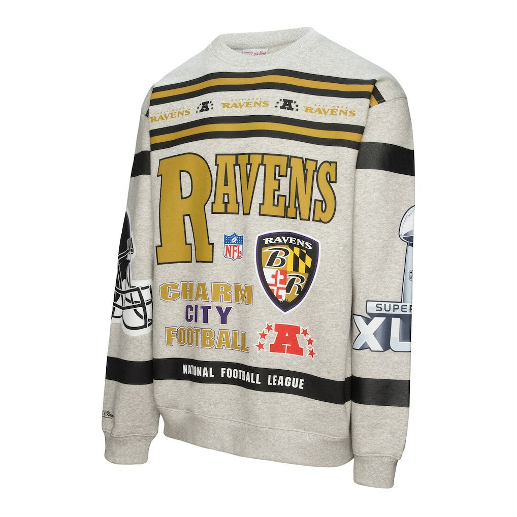 All Over Print Vintage Fleece Crewneck Sweatshirt - Baltimore Ravens