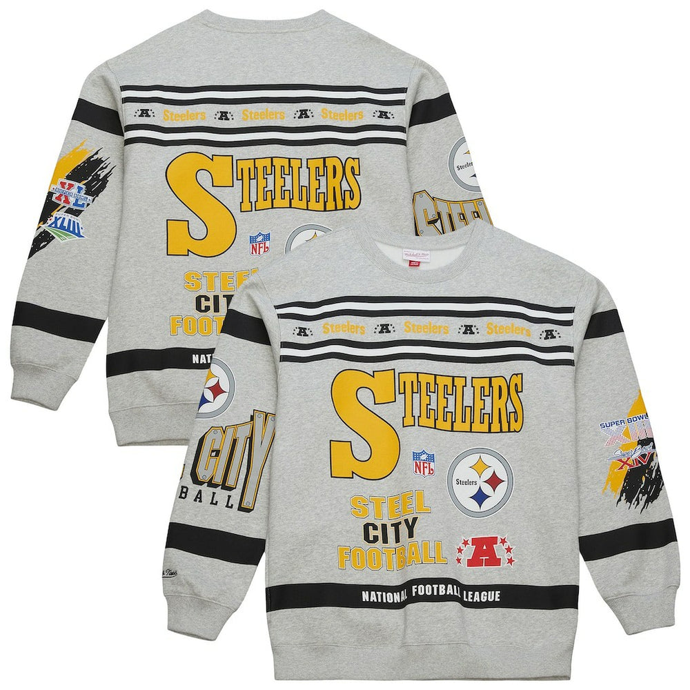 All Over Print Vintage Fleece Crewneck Sweatshirt - Pittsburgh Steelers