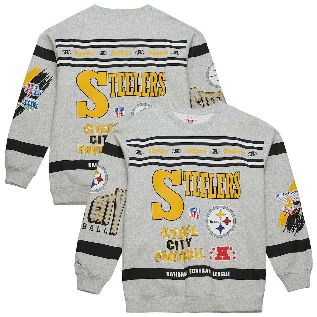 All Over Print Vintage Fleece Crewneck Sweatshirt - Pittsburgh Steelers