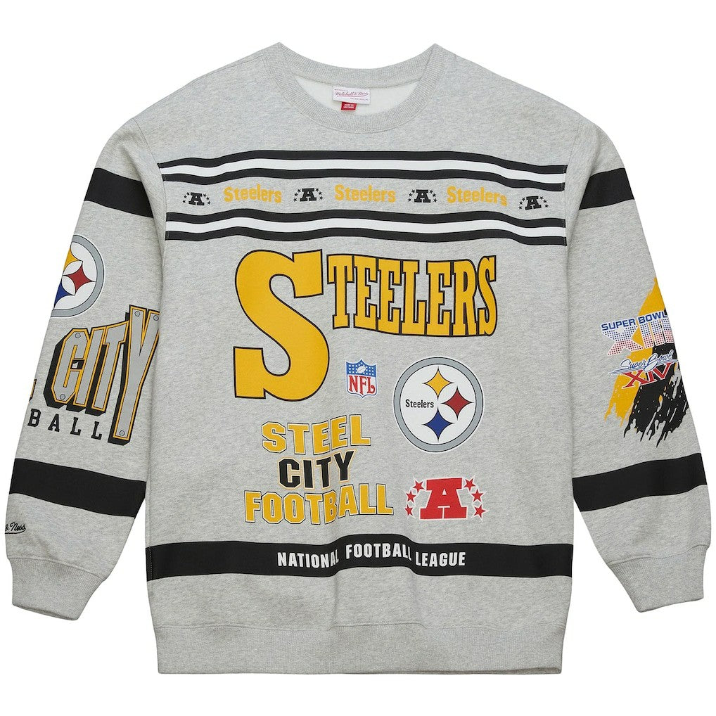 All Over Print Vintage Fleece Crewneck Sweatshirt - Pittsburgh Steelers
