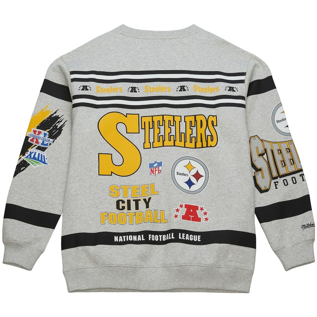 All Over Print Vintage Fleece Crewneck Sweatshirt - Pittsburgh Steelers
