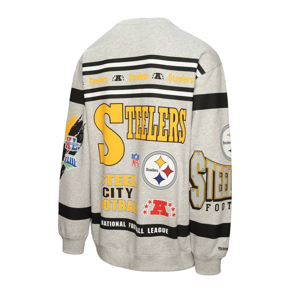 All Over Print Vintage Fleece Crewneck Sweatshirt - Pittsburgh Steelers