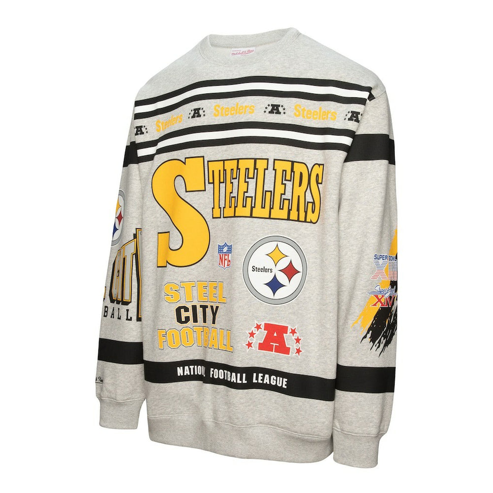 All Over Print Vintage Fleece Crewneck Sweatshirt - Pittsburgh Steelers